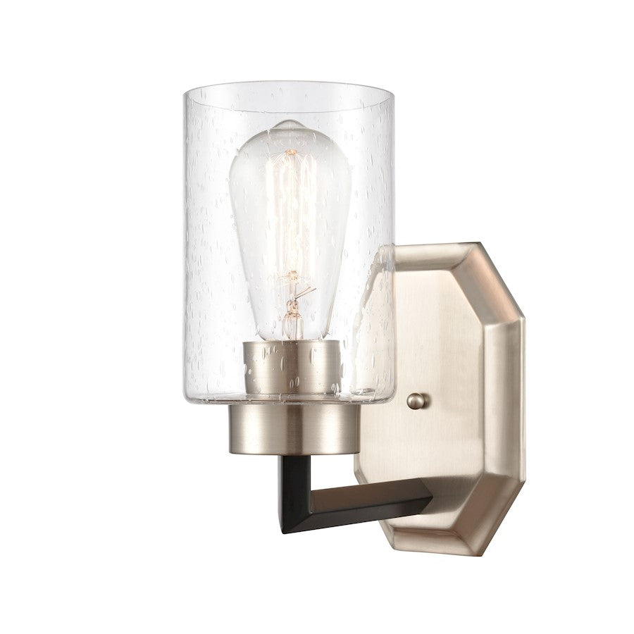 Innovations Mila 1-Light LED Wall Sconce | Industrial Black Satin Nickel and Seedy Glass | Bathroom & Hallway Accent | Model 441-1W-BSN-G4414-LED
