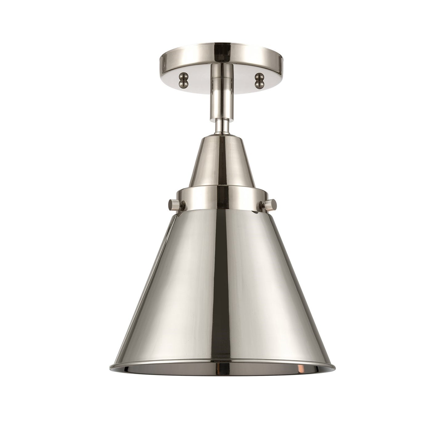 Innovations Appalachian 8in 1-Light Semi-Flush | Industrial Polished Nickel and Polished Nickel Metal Shade | Hallway | Model 447-1C-PN-M13-PN