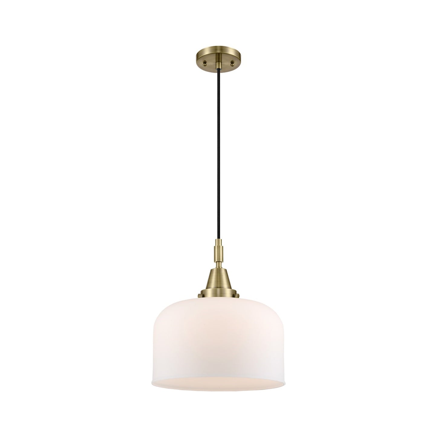 Innovations Bell 12in 1-Light Mini Pendant | Industrial Antique Brass and Matte White Glass | Kitchen Island & Dining Room | Model 447-1P-AB-G71-L