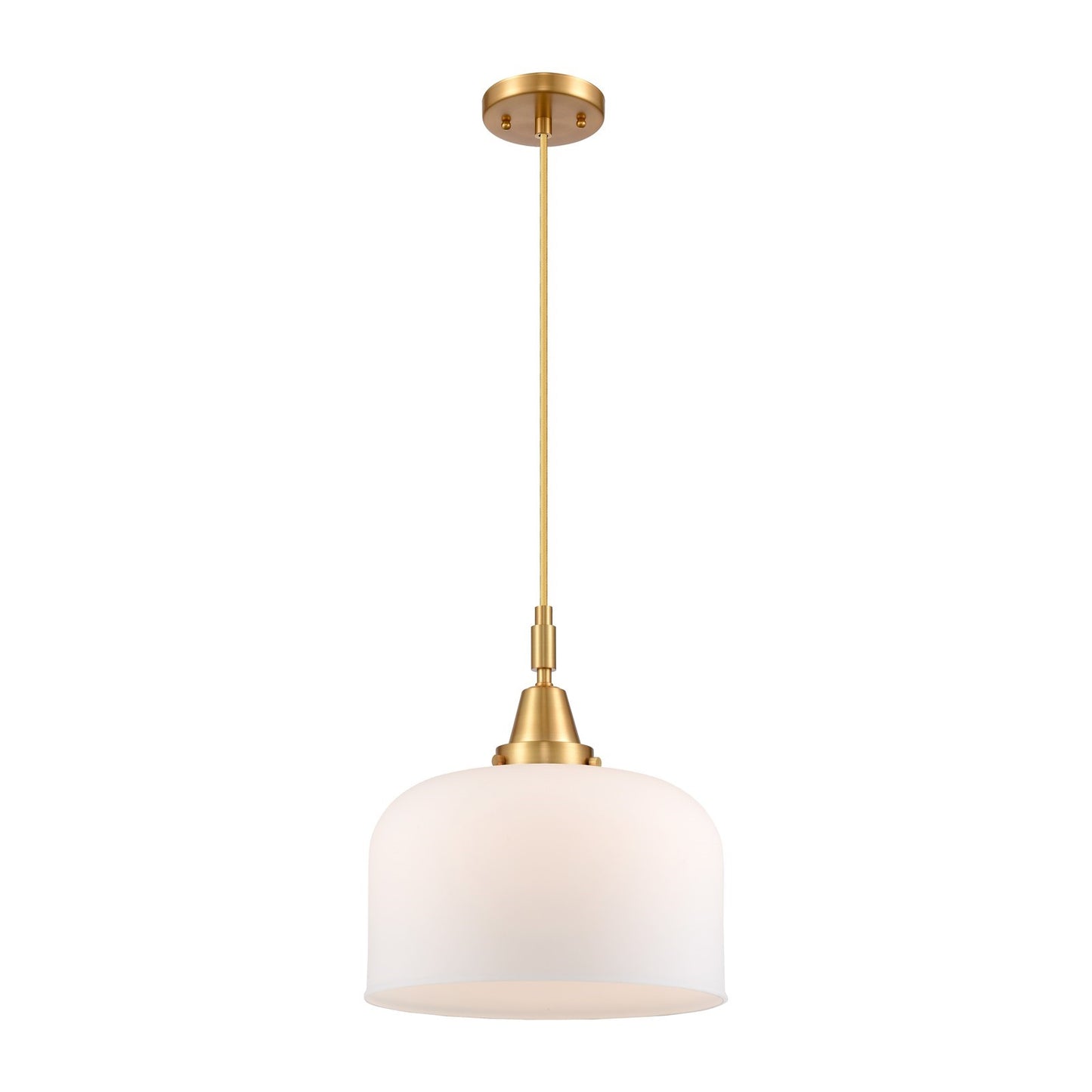 Innovations Bell 12in 1-Light Mini Pendant | Satin Gold and Matte White Glass | Kitchen Island & Dining Room | 12 x 14 in | Model 447-1P-SG-G71-L