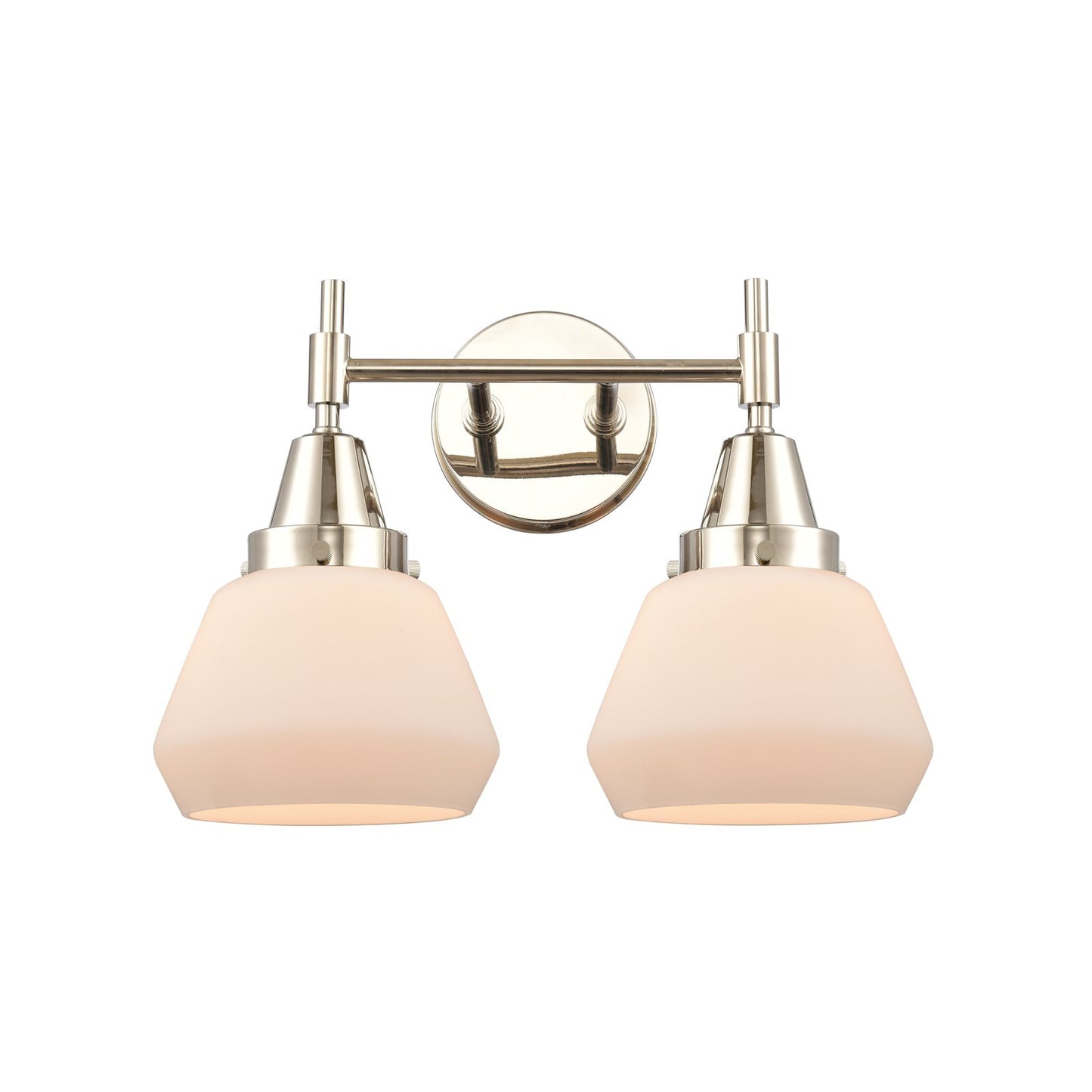 Innovations Fulton 16in 2-Light Bath Vanity Light | Retro Industrial Polished Nickel and Matte White Glass | Bathroom Vanity | Model 447-2W-PN-G171