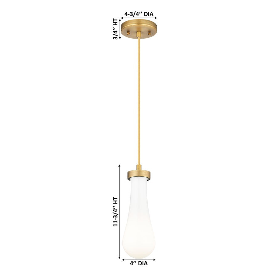 Innovations Owego 1Lt 4" Cord Pendant, Brushed Brass/Gloss White