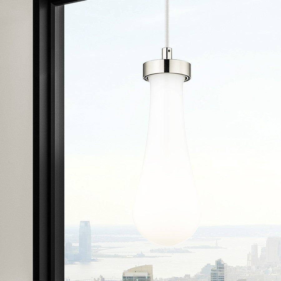 Innovations Owego 1Lt 4" Cord Pendant, Polished Nickel/Gloss White