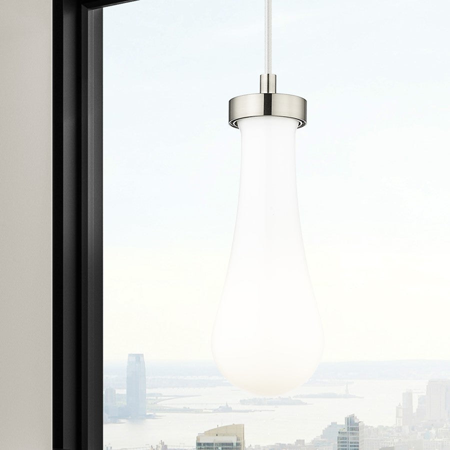 Innovations Owego 1Lt 4" Cord Pendant, Satin Nickel/Gloss White