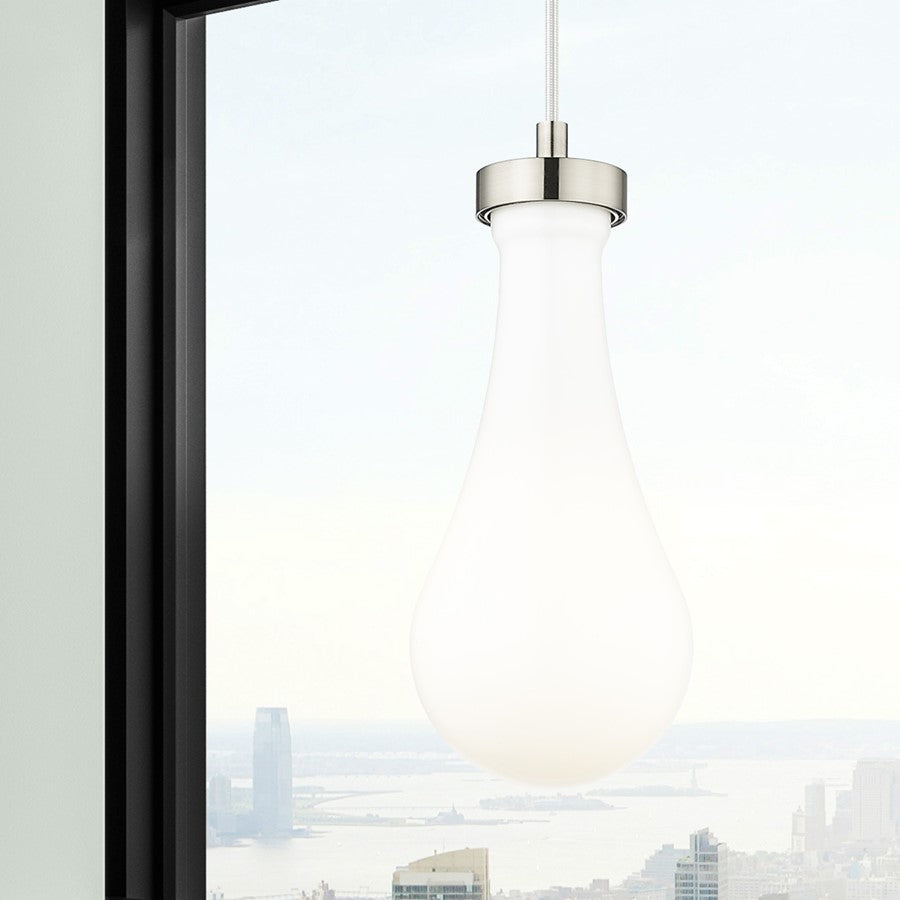 Innovations Owego 1Lt 5" Cord Pendant, Satin Nickel/Gloss White