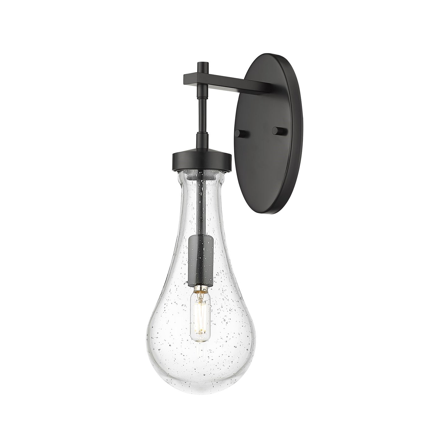 Innovations Owego 5in 1-Light Wall Sconce | Contemporary Matte Black and Seedy Glass | Bedroom & Hallway Accent Light | Model 451-1W-BK-G451-5SDY