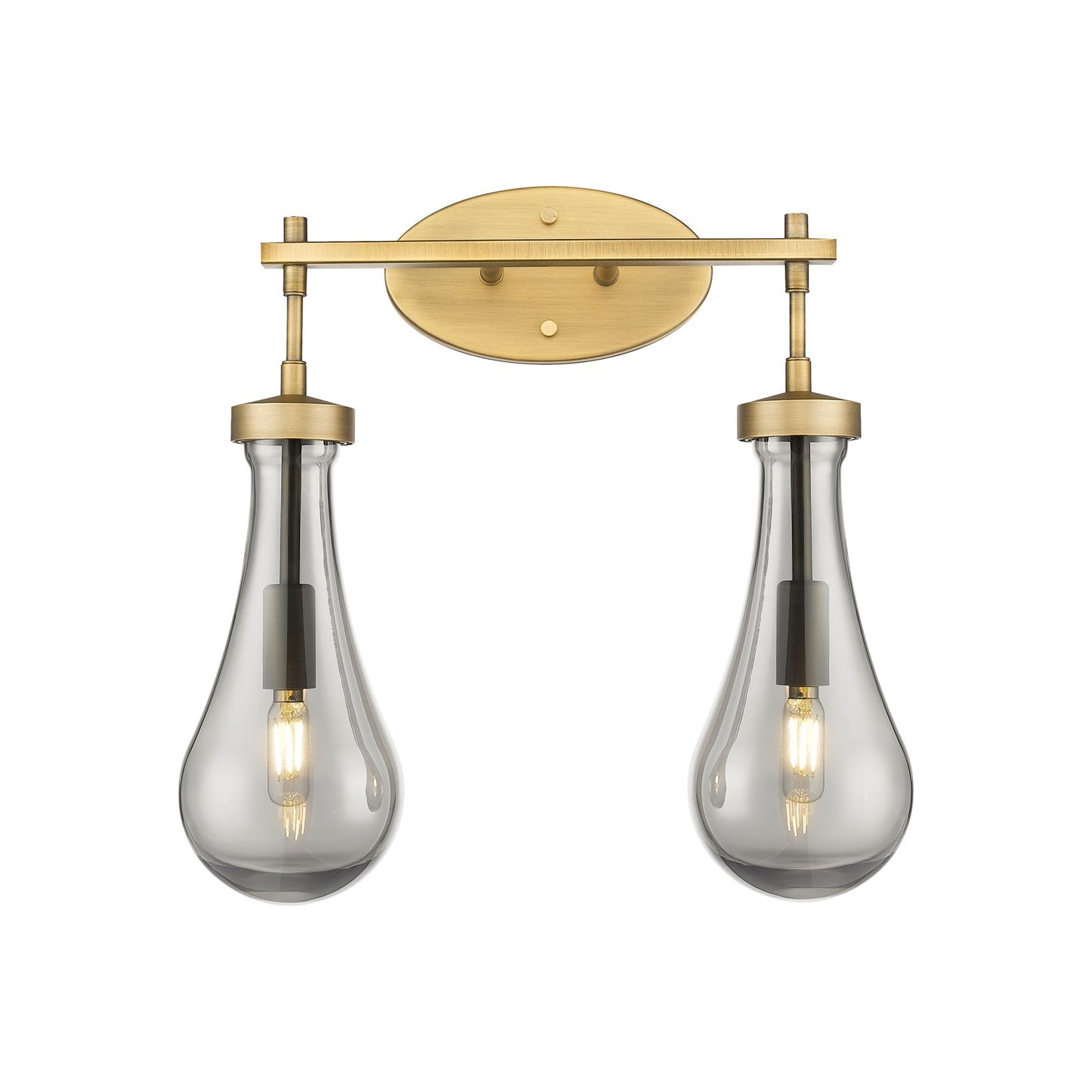 Innovations Owego 17in 2-Light Bath Vanity | Contemporary Brushed Brass and Light Smoke Glass | Bathroom & Powder Room | Model 451-2W-BB-G451-5SM