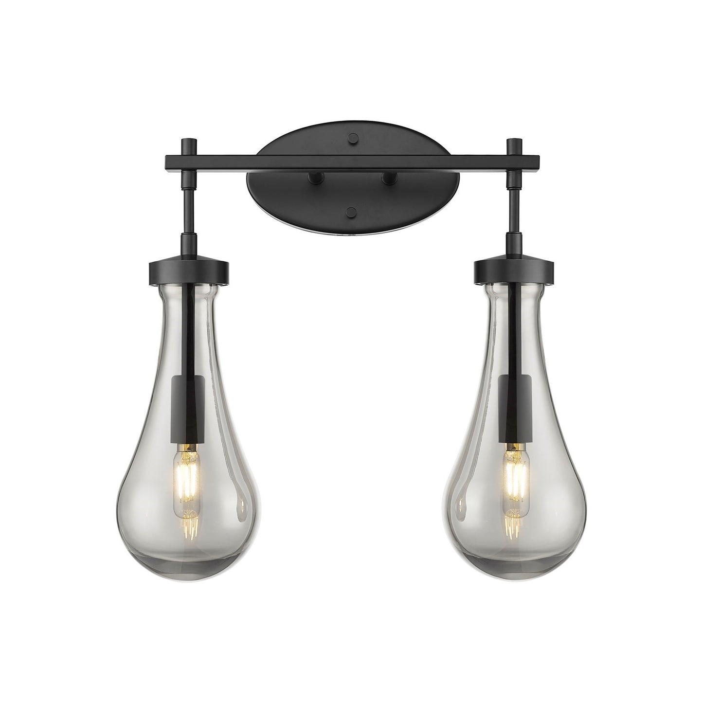 Innovations Owego 17in 2-Light Bath Vanity | Contemporary Matte Black and Light Smoke Glass | Bathroom & Powder Room | Model 451-2W-BK-G451-5SM
