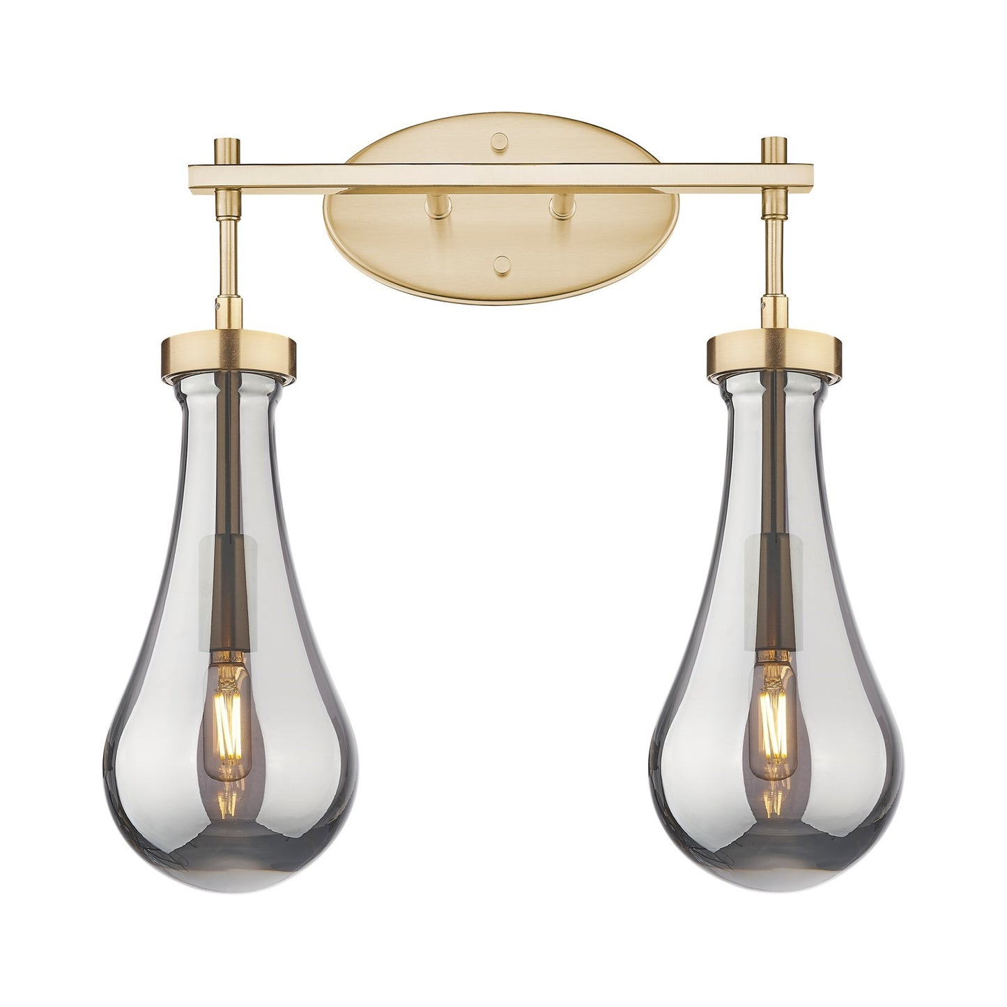 Innovations Owego 17in 2-Light Bath Vanity Light | Contemporary Farmhouse Champagne Bronze and Light Smoke Glass | Model 451-2W-CB-G451-5SM