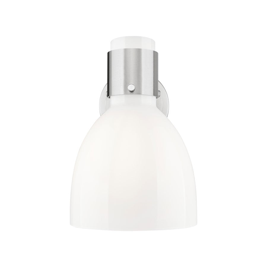 Innovations Lawton Bell 1Lt 8" Sconce, Satin Nickel/Gloss White