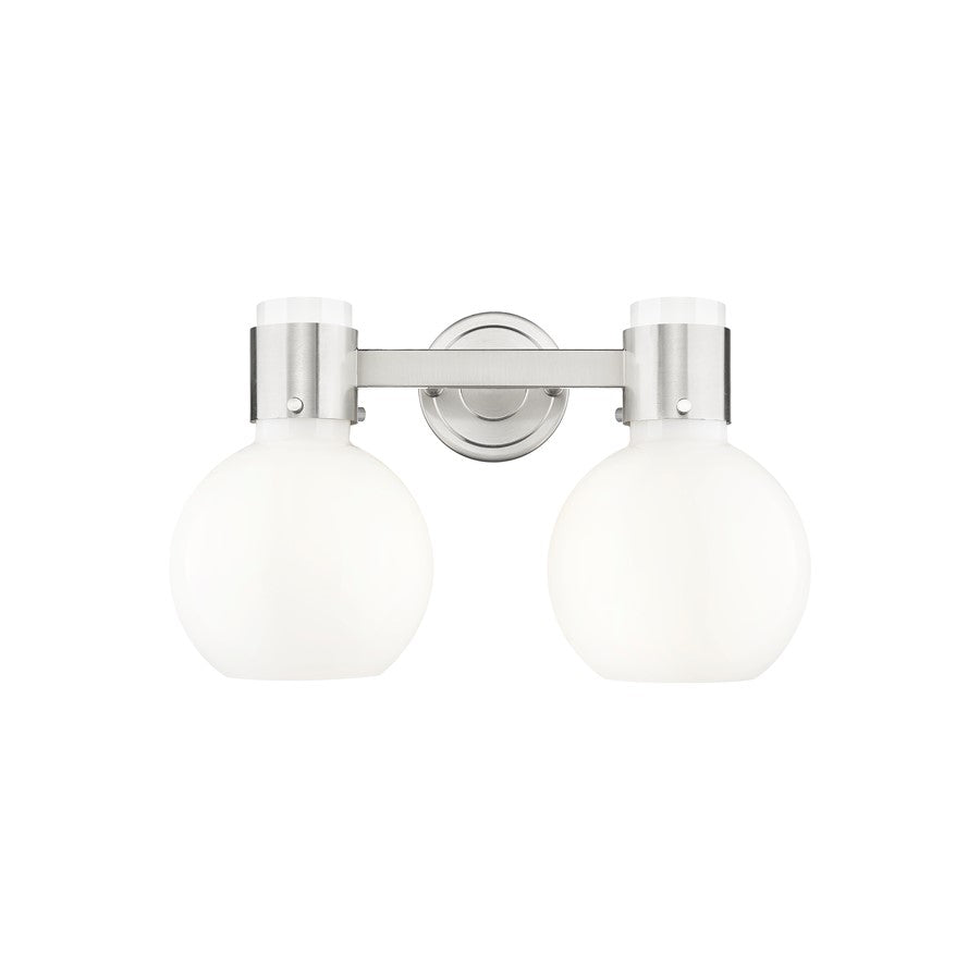 Innovations Lawton Sphere 2Lt 16" Bath, Satin Nickel/Gloss White