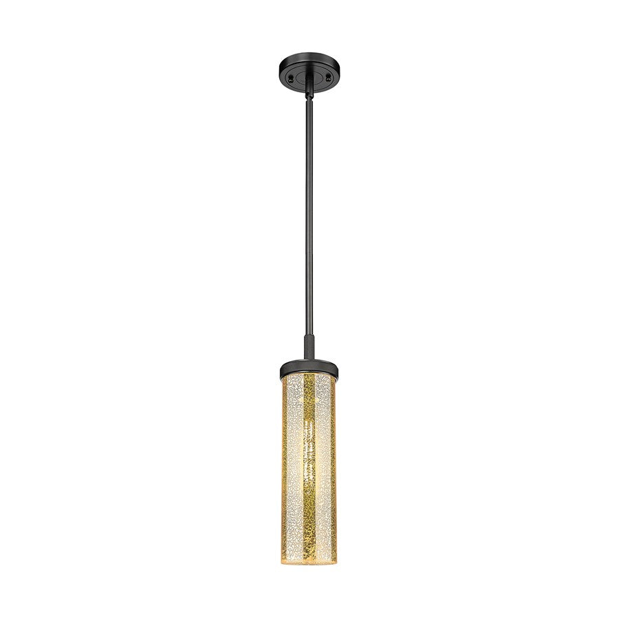 Innovations Lincoln 1Lt 4" Stem Pendant, Black/Mercury - 471-1S-BK-G471-12ME