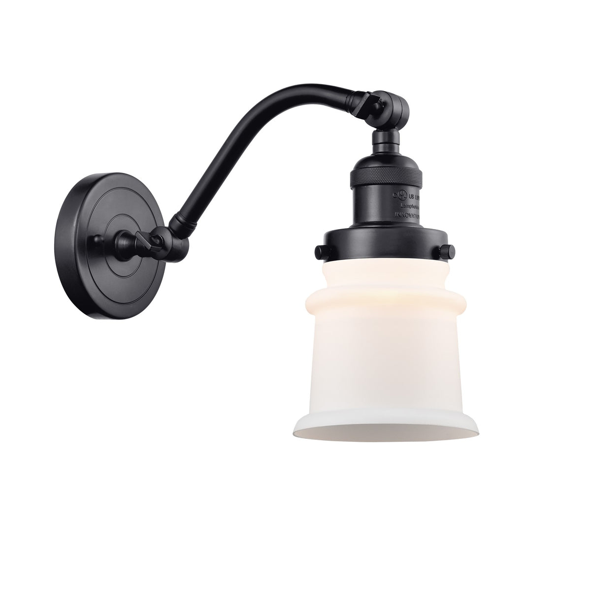 Innovations 1W 181S Small Canton 1 Light Sconce, M Black/White