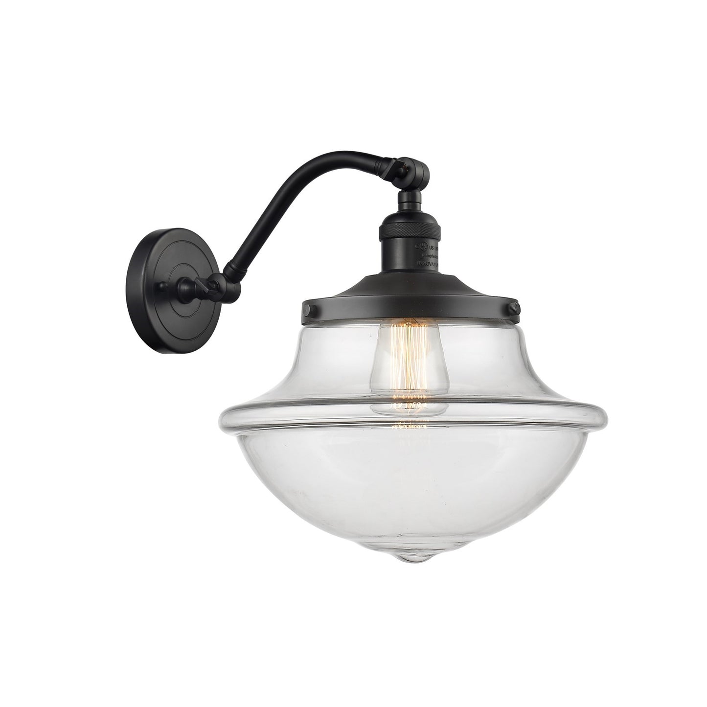 Innovations Oxford 11.75in 1-Light Wall Sconce | Industrial Oil Rubbed Bronze and Clear Glass | Bedroom & Hallway Accent Light | Model 515-1W-OB-G542