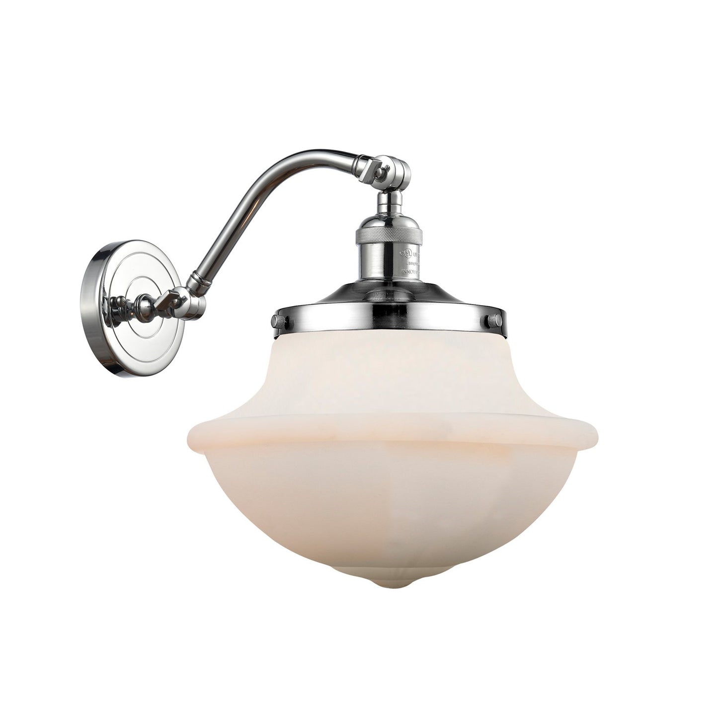 Innovations Oxford 11.75in 1-Light Wall Sconce | Industrial Polished Chrome and Matte White Glass | Kitchen & Hallway | Model 515-1W-PC-G541