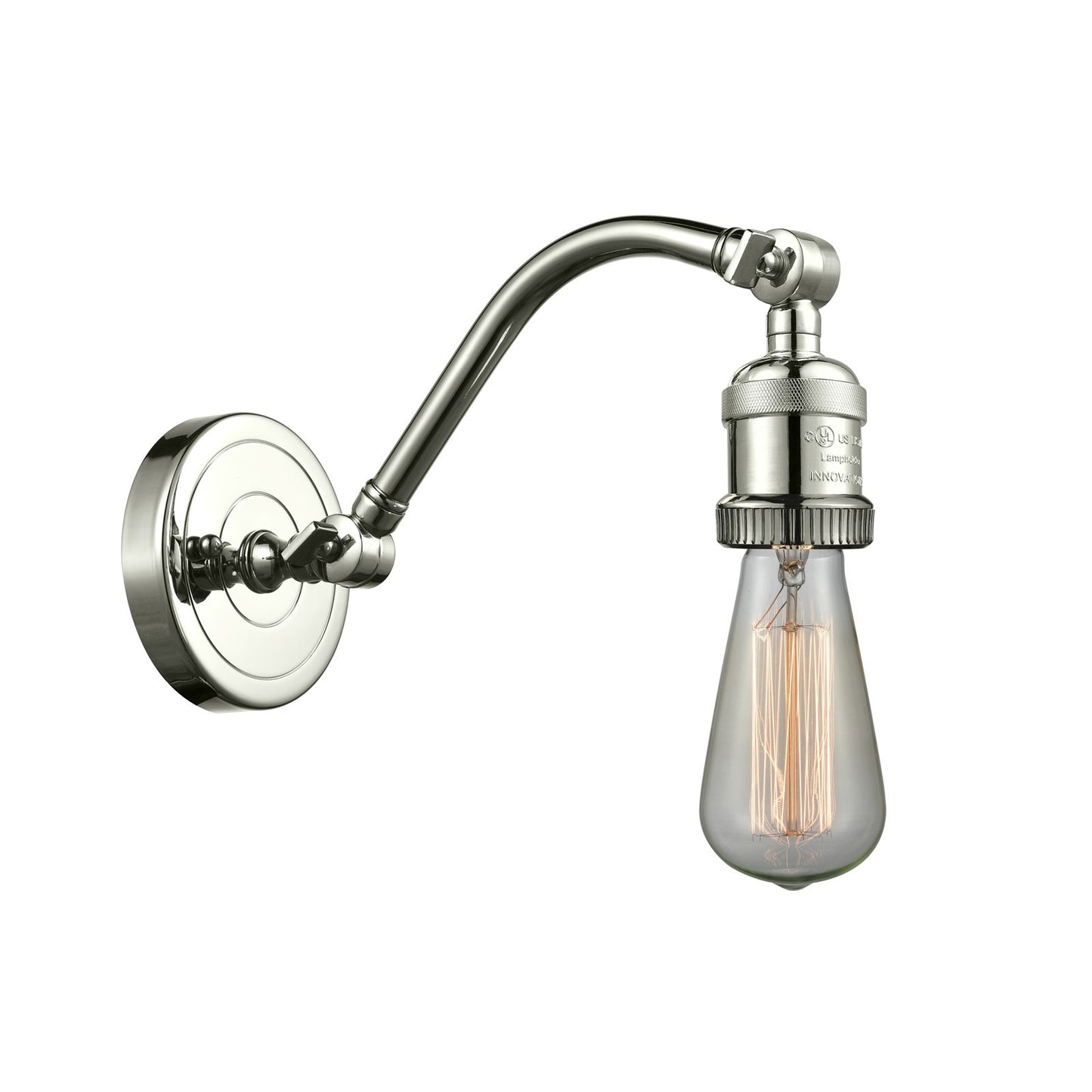 Innovations Double Swivel 4.5in 1-Light Sconce | Industrial Polished Nickel and Polished Nickel Metal | Bedroom & Hallway | Model 515-1W-PN-LED