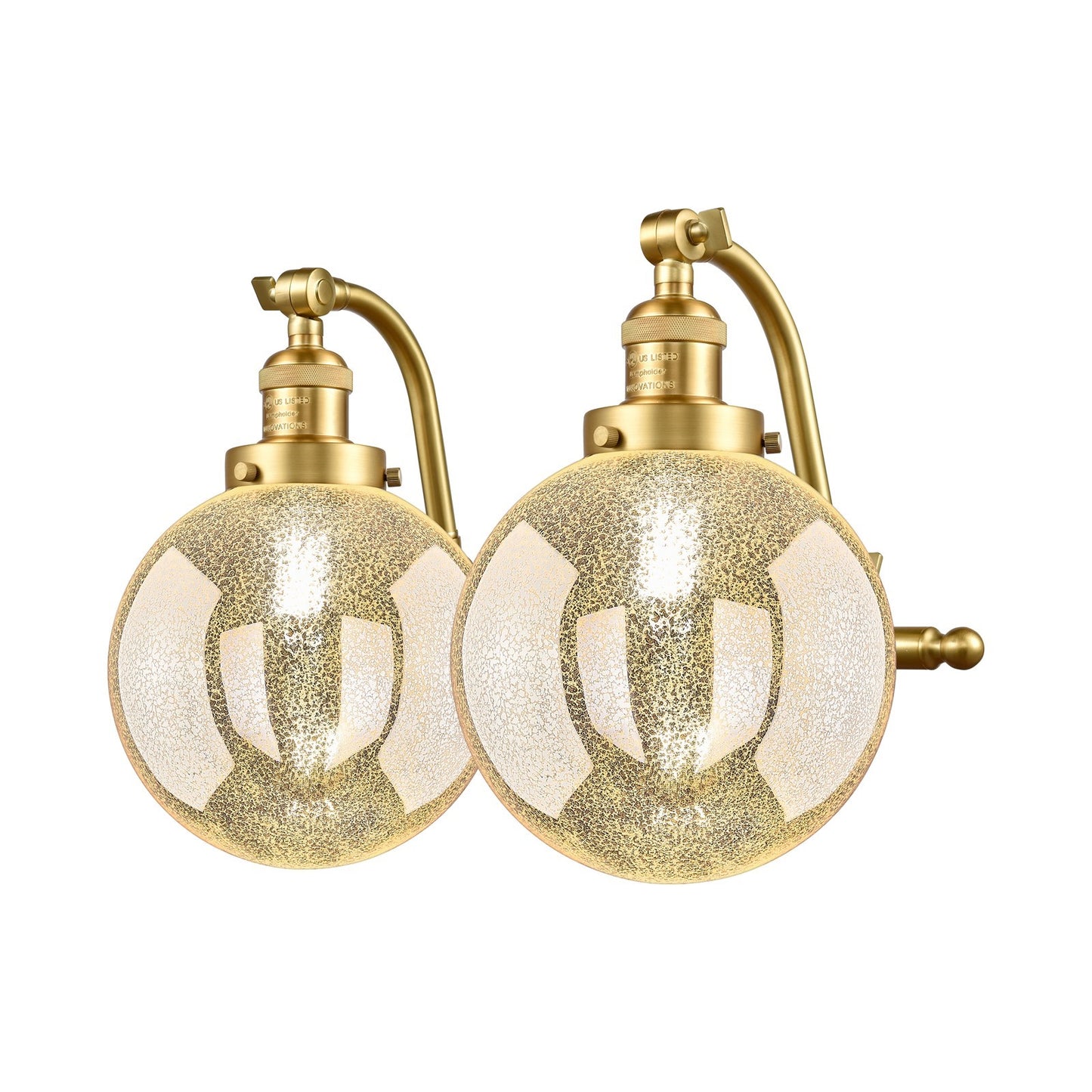 Innovations Beacon 18in 2-Light Bath Vanity | Industrial Satin Gold and Mercury Seeded Glass | Bathroom & Powder Room | Model 515-2W-SG-G208-8