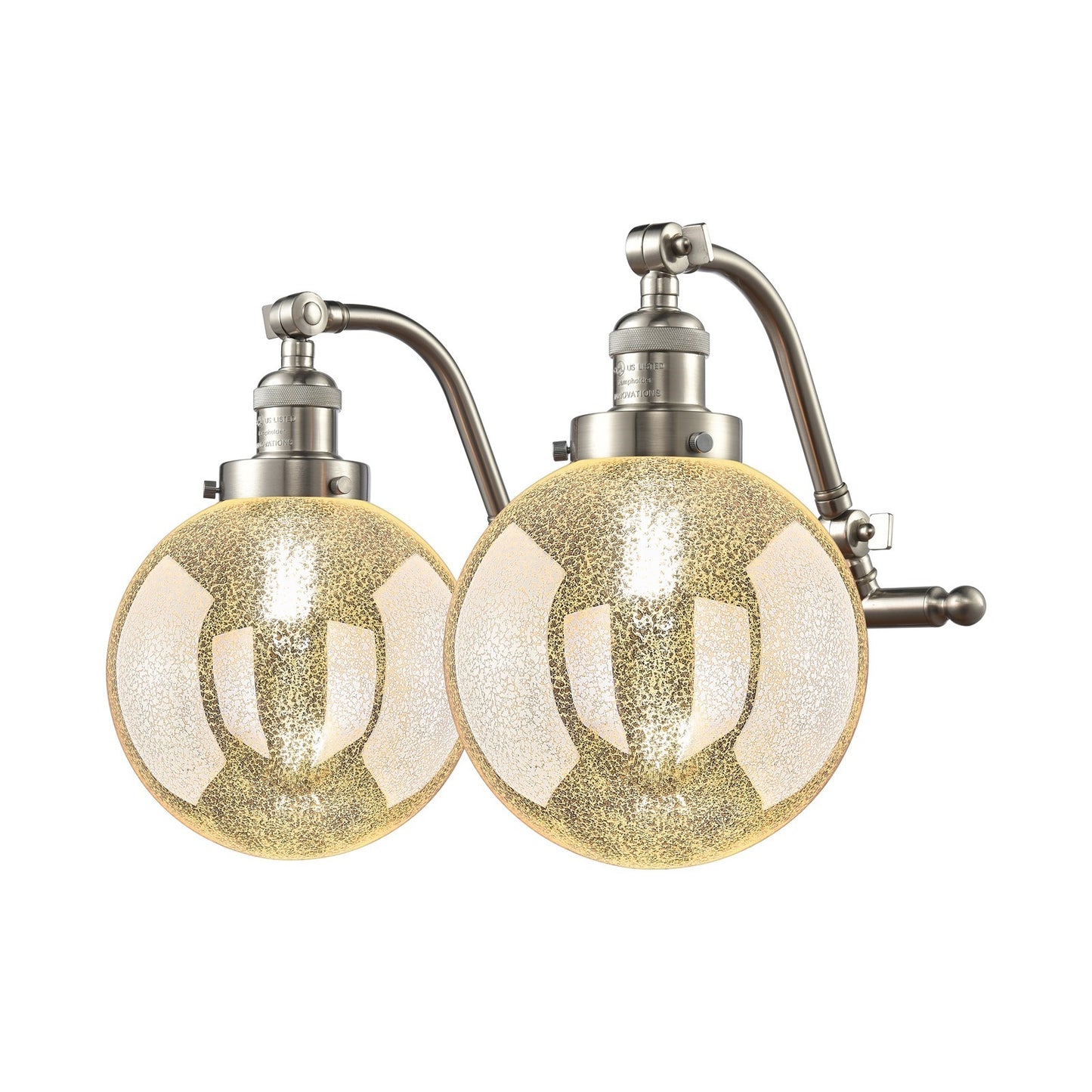Innovations Beacon 18in 2-Light Bath Vanity | Industrial Brushed Satin Nickel and Mercury Seeded Glass | Bathroom & Powder | Model 515-2W-SN-G208-8