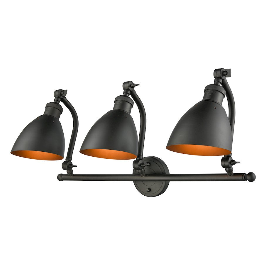 Innovations Lighting Salem 28in 3-Light Bathroom Vanity Light | Traditional Industrial Oil Rubbed Bronze Cast Brass and Metal | Model 515-3W-OB-M12-LED
