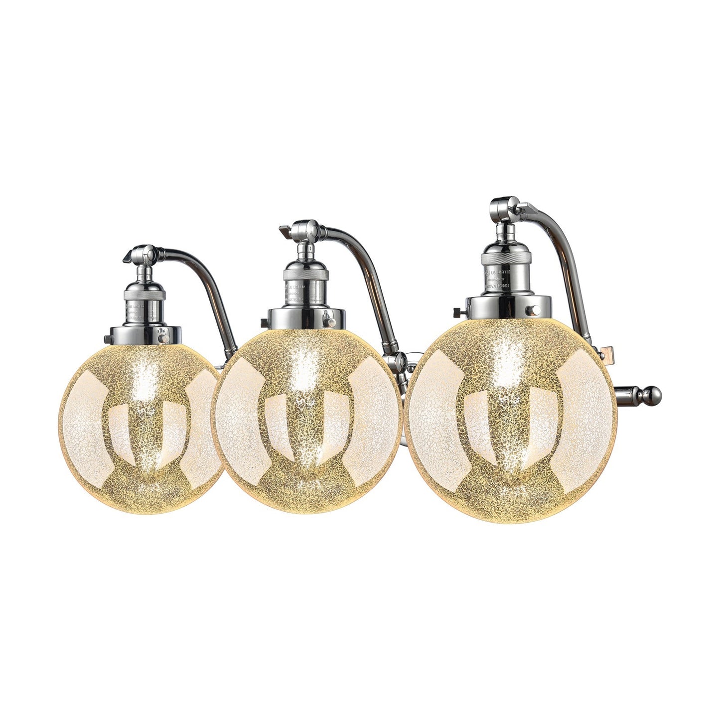 Innovations Beacon 28in 3-Light Bath Vanity | Industrial Polished Chrome and Mercury Seeded Glass | Bathroom & Powder Room | Model 515-3W-PC-G208-8