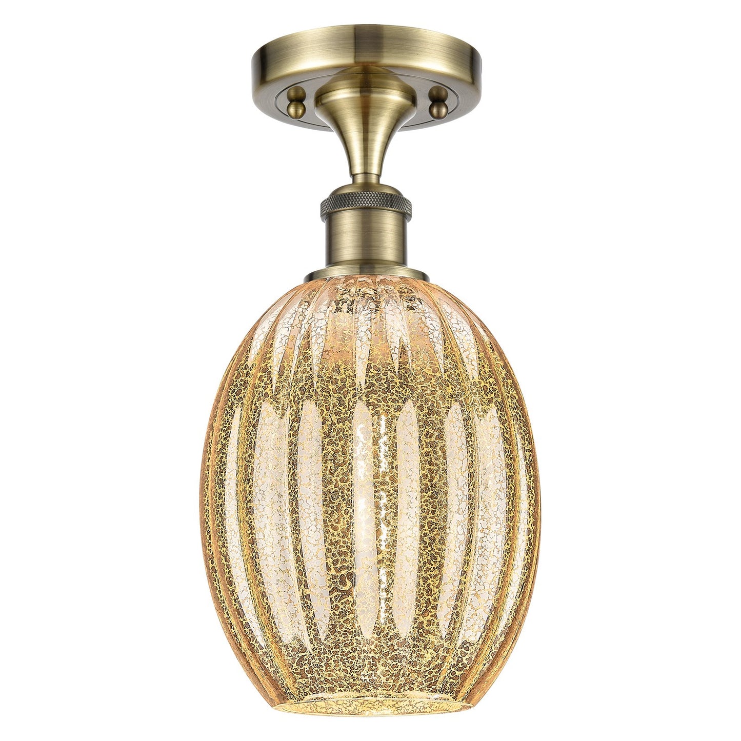 Innovations Preston Bulb 6in 1-Light Semi-Flush | Industrial Antique Brass and Mercury Glass | Hallway & Entryway | Model 516-1C-AB-G459-6ME