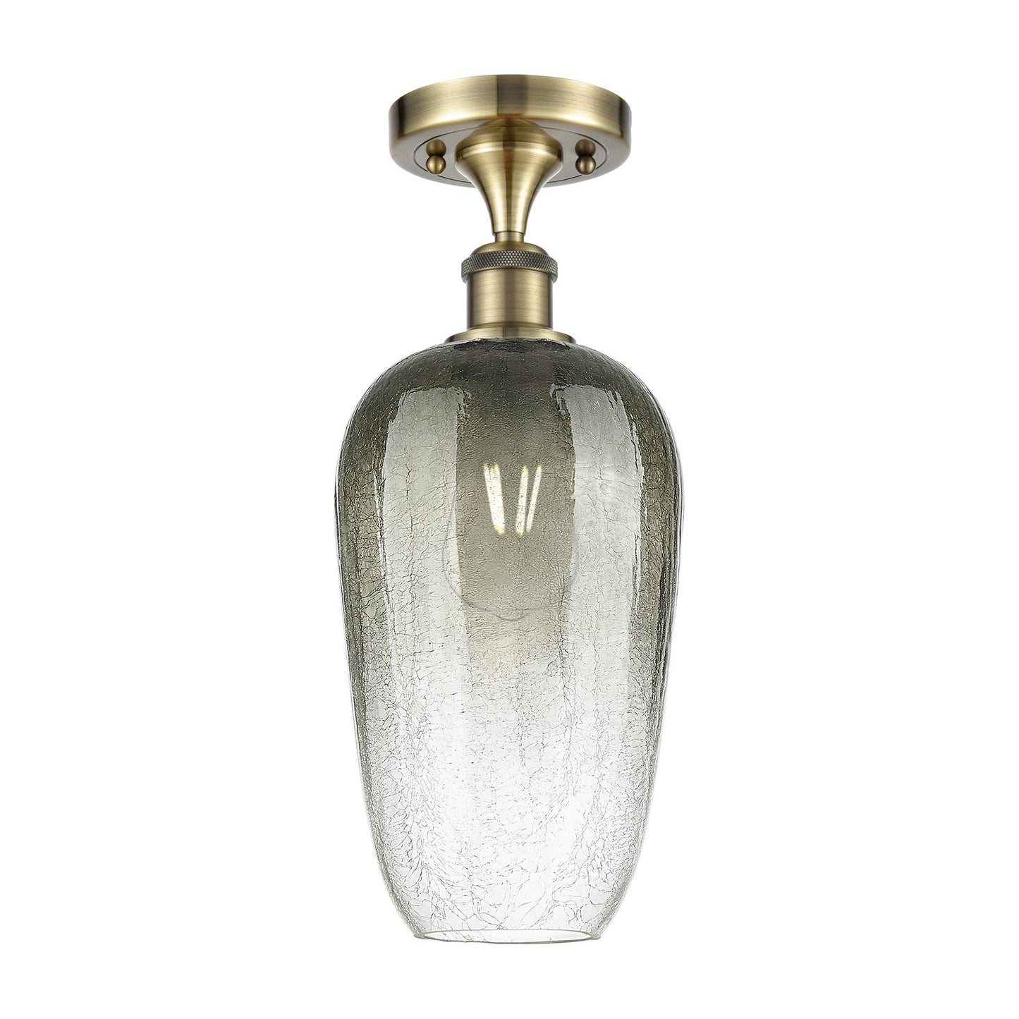 Innovations Brookhaven Flute 7in 1-Light Semi-Flush | Industrial Antique Brass and Slate Glass | Hallway & Entryway | Model 516-1C-AB-G484-7SL