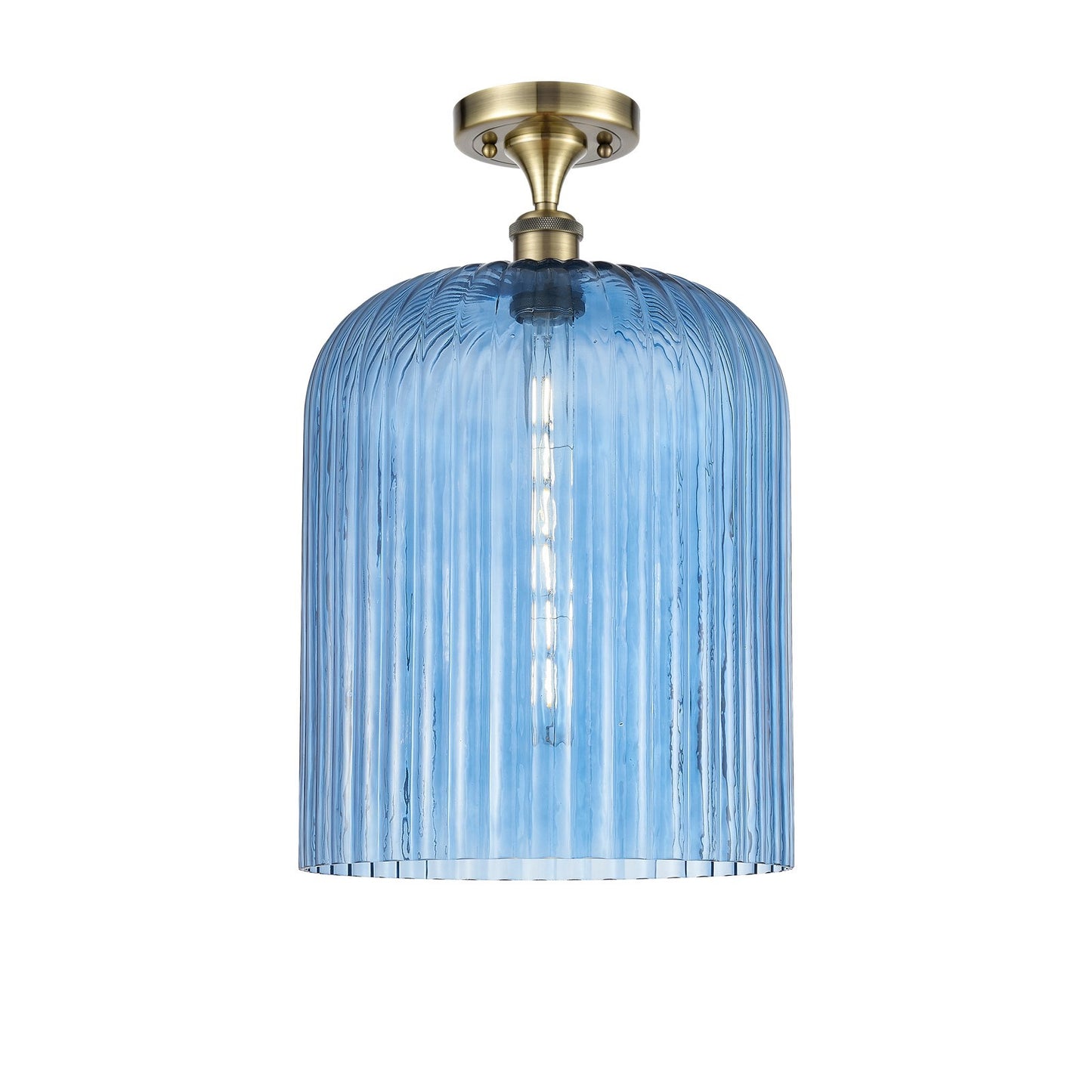 Innovations Bridal Veil 5in 1-Light Semi-Flush | Art Nouveau Antique Brass and Princess Blue Glass | Kitchen & Bathroom | Model 516-1C-AB-G559-12BL