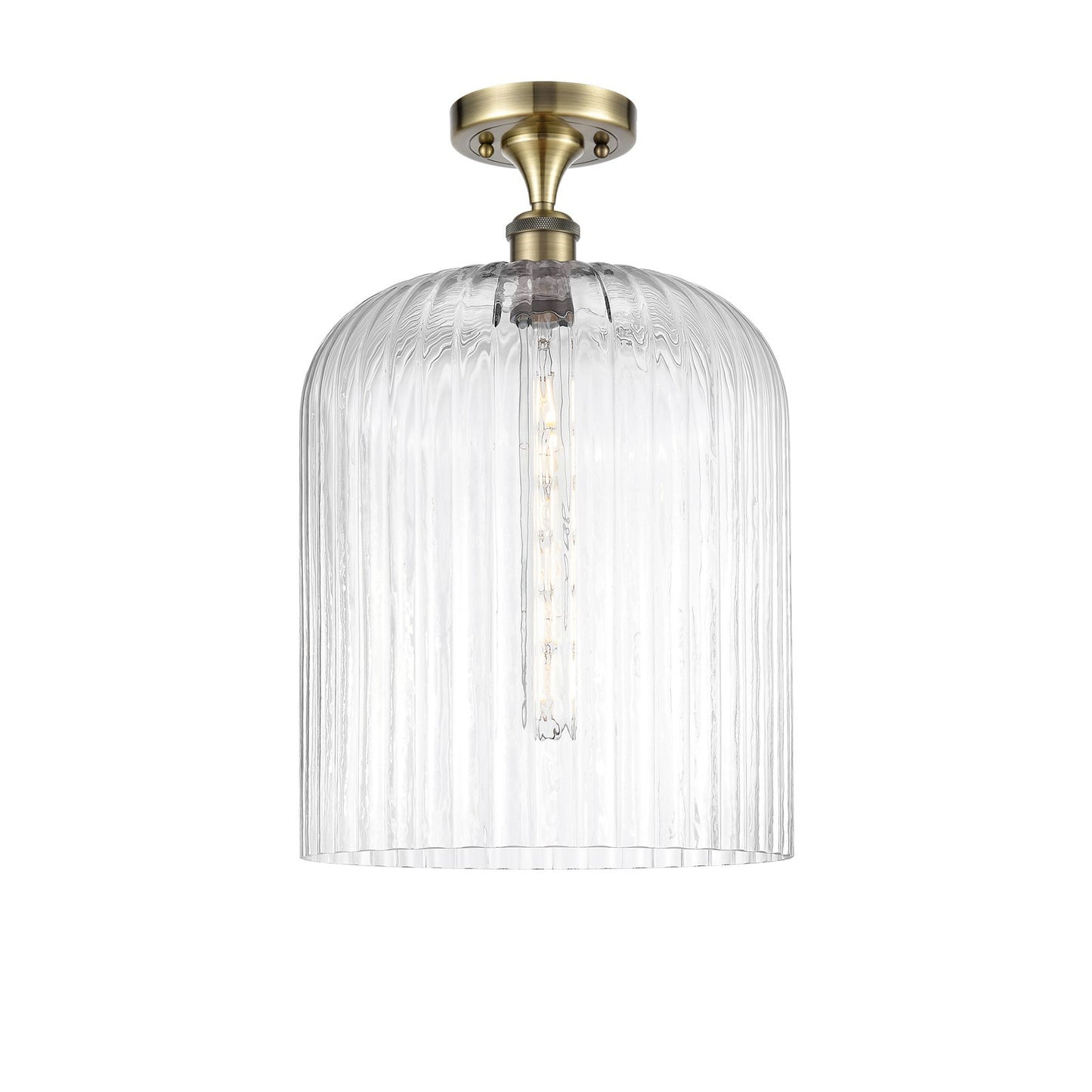 Innovations Bridal Veil 5in 1-Light Semi-Flush | Art Nouveau Antique Brass and Clear Glass | Kitchen & Bathroom | Model 516-1C-AB-G559-12CL