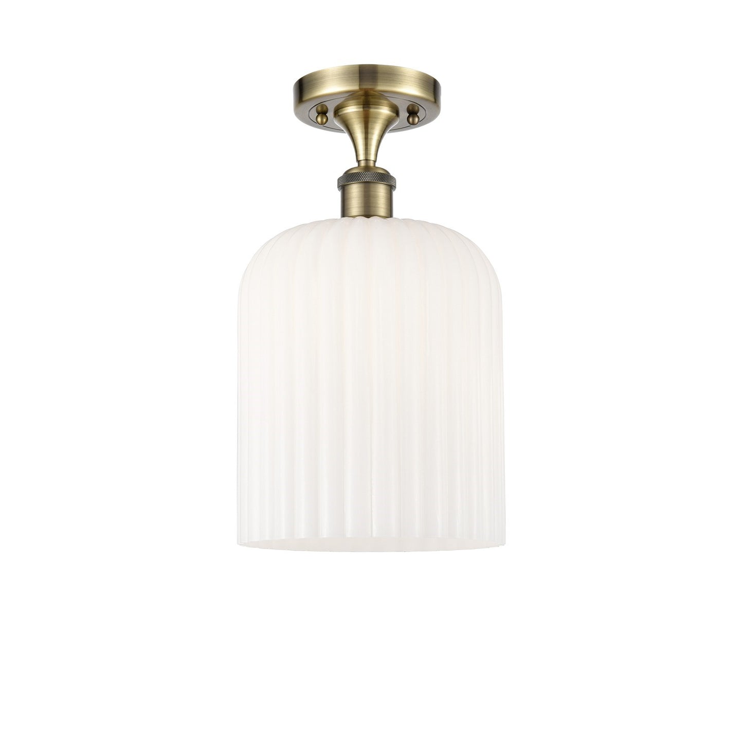 Innovations Bridal Veil 5in 1-Light Semi-Flush | Art Nouveau Antique Brass and Gloss White Glass | Hallway & Bathroom | Model 516-1C-AB-G559-8GWH