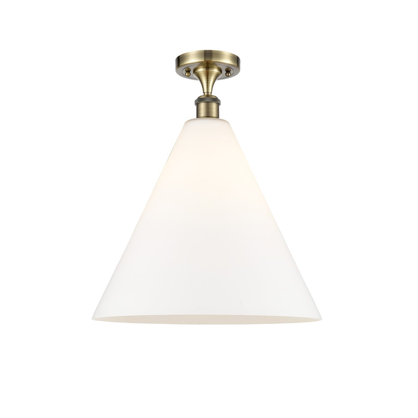 Innovations Lighting Berkshire 16in 1-Light Semi-Flush | Industrial Antique Brass and Matte White Glass | Kitchen & Dining | Model 516-1C-AB-GBC-161