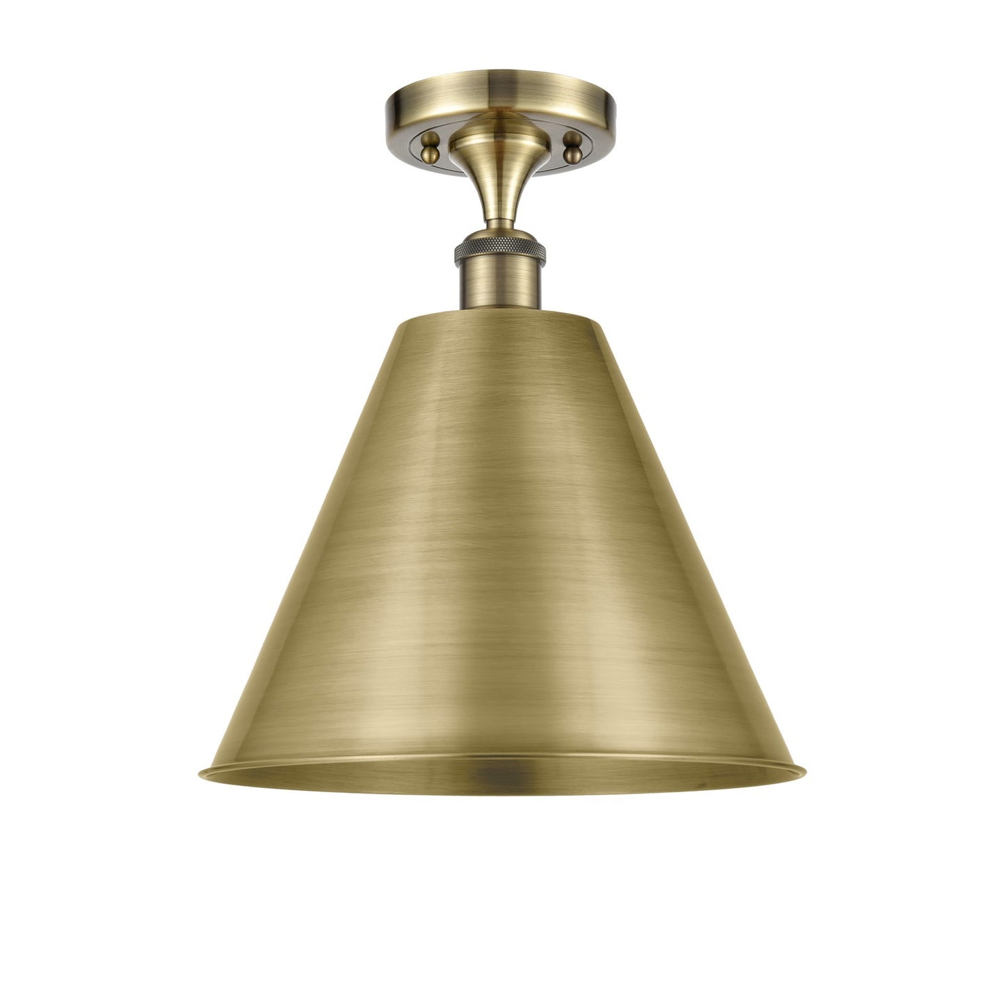 Innovations Berkshire 12in 1-Light Semi-Flush | Industrial Antique Brass and Antique Brass Metal Shade | Kitchen & Dining | Model 516-1C-AB-MBC-12-AB