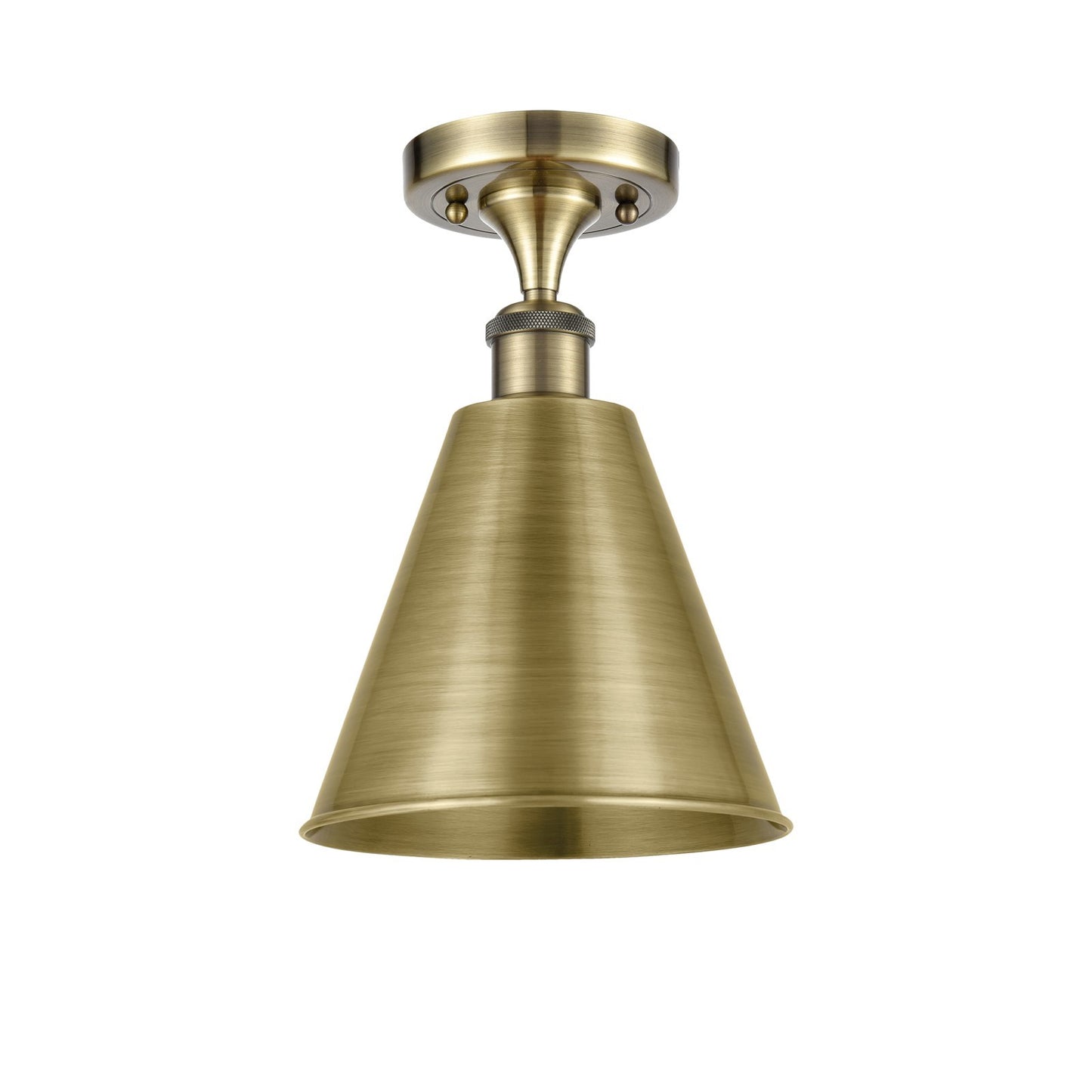 Innovations Berkshire 8in 1-Light Semi-Flush | Industrial Antique Brass and Antique Brass Metal Shade | Hallway | Model 516-1C-AB-MBC-8-AB-LED