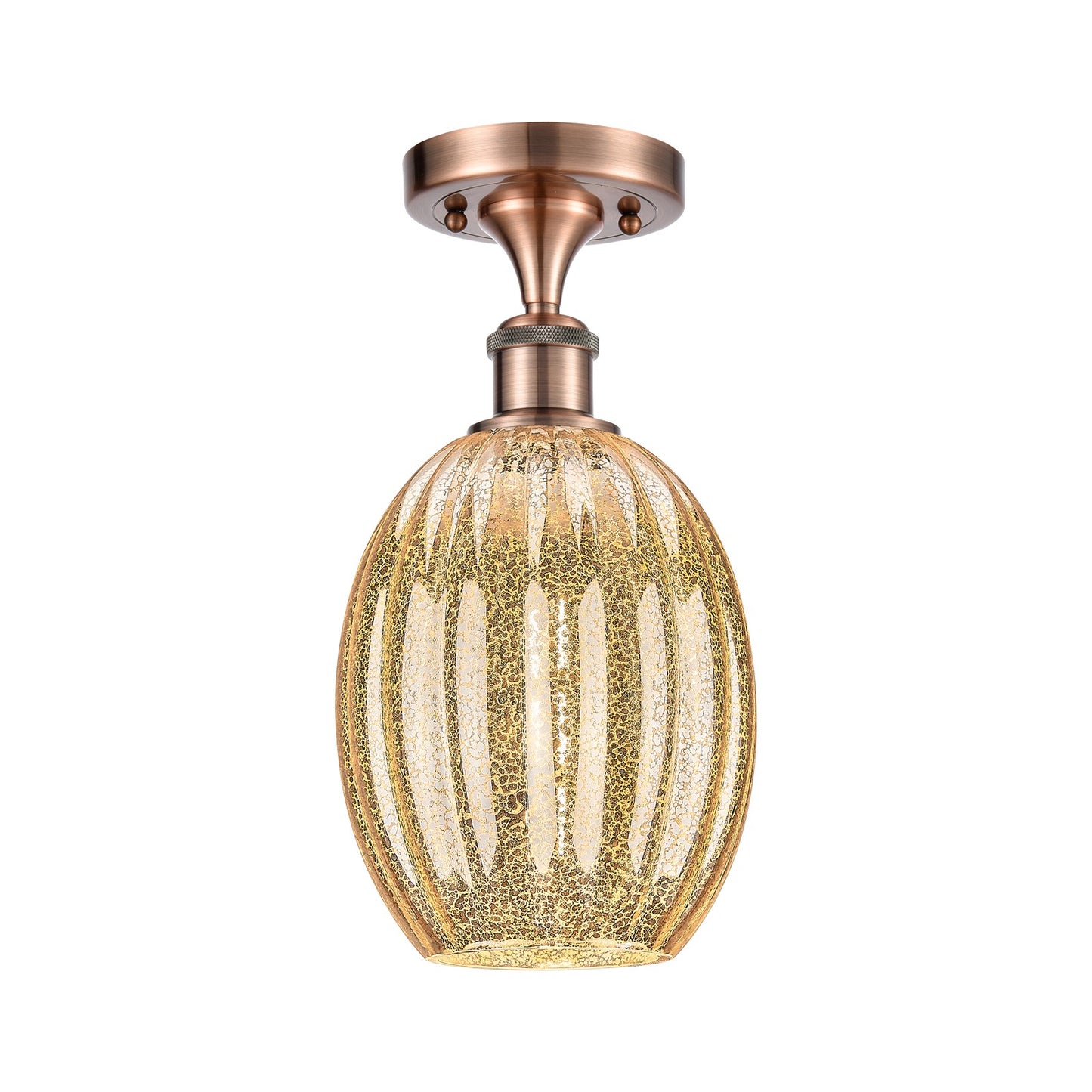Innovations Preston Bulb 6in 1-Light Semi-Flush | Industrial Antique Copper and Mercury Glass | Hallway & Bedroom | Model 516-1C-AC-G459-6ME