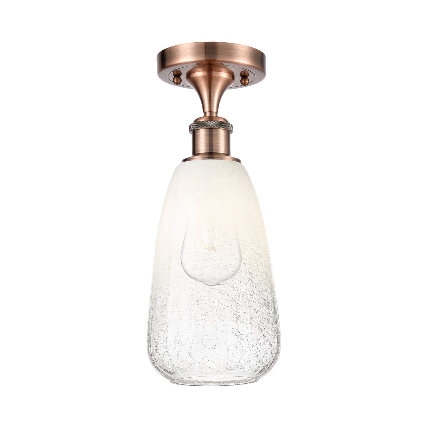 Innovations Brookhaven Almond 6in 1-Light Semi-Flush | Industrial Antique Copper and Opal Glass | Hallway & Bedroom | Model 516-1C-AC-G480-6OP