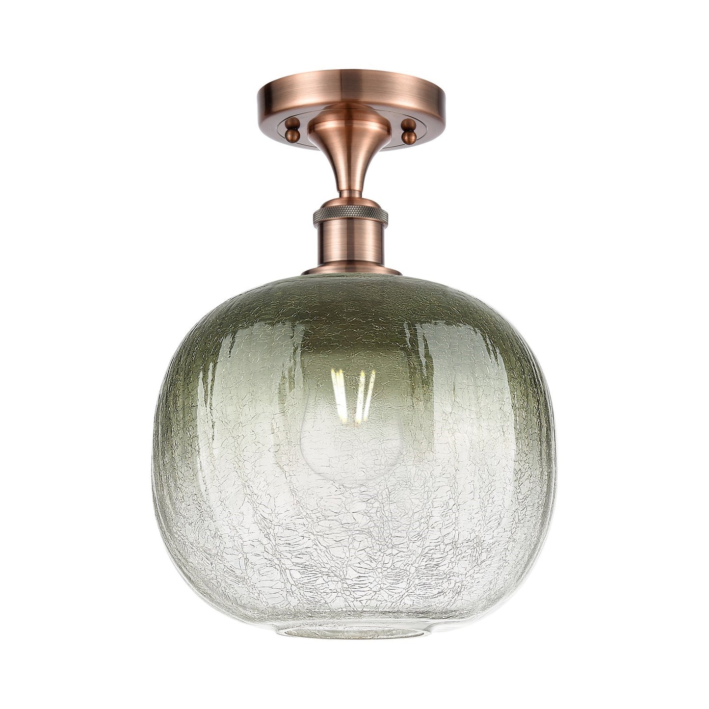 Innovations Brookhaven Sphere 10.5in 1-Light Semi-Flush | Industrial Antique Copper and Slate Glass | Hallway & Entryway | Model 516-1C-AC-G481-10SL