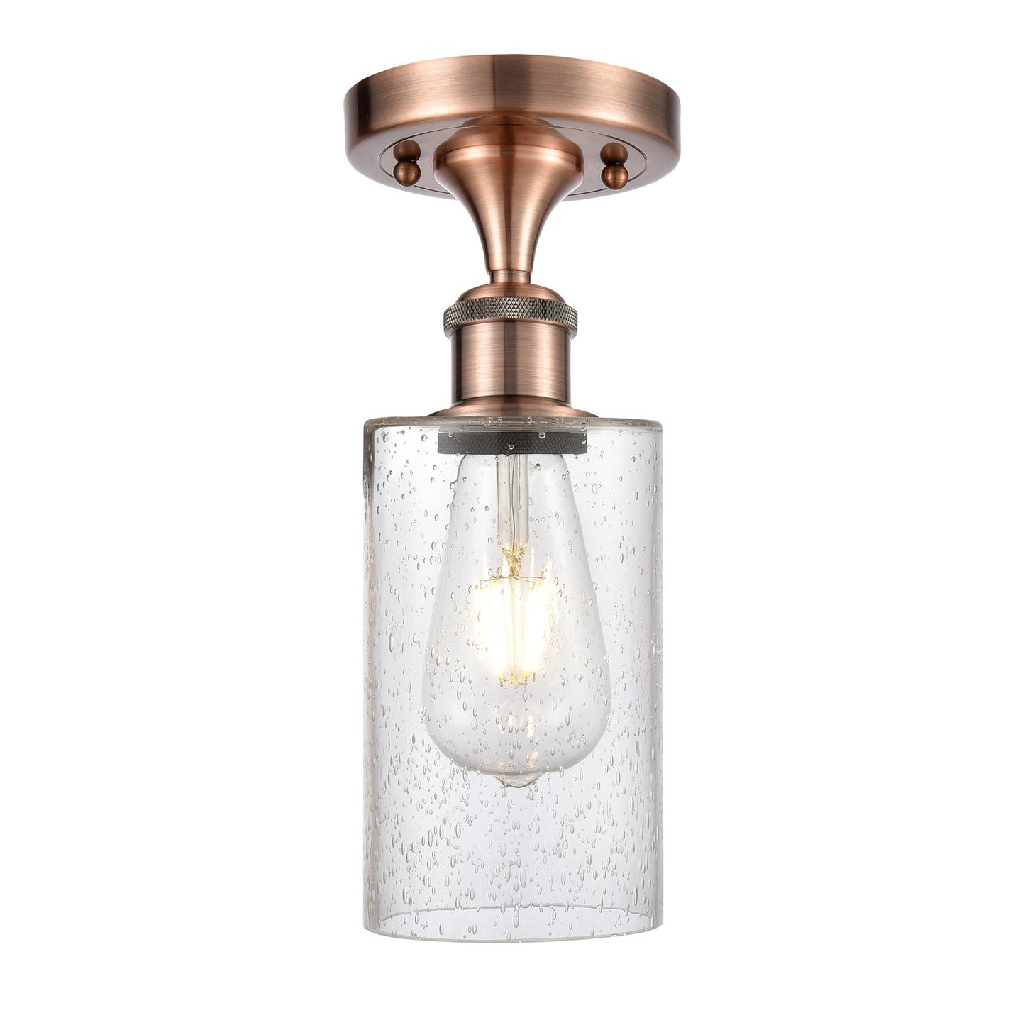 Innovations Clymer 4in 1-Light Semi-Flush | Art Nouveau Antique Copper and Seedy Glass | Hallway & Bedroom | Model 516-1C-AC-G804