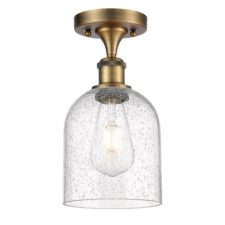 Innovations Bella 6in 1-Light Semi-Flush Mount | Industrial Brushed Brass and Seedy Glass | Entryway & Hallway | Model 516-1C-BB-G558-6SDY