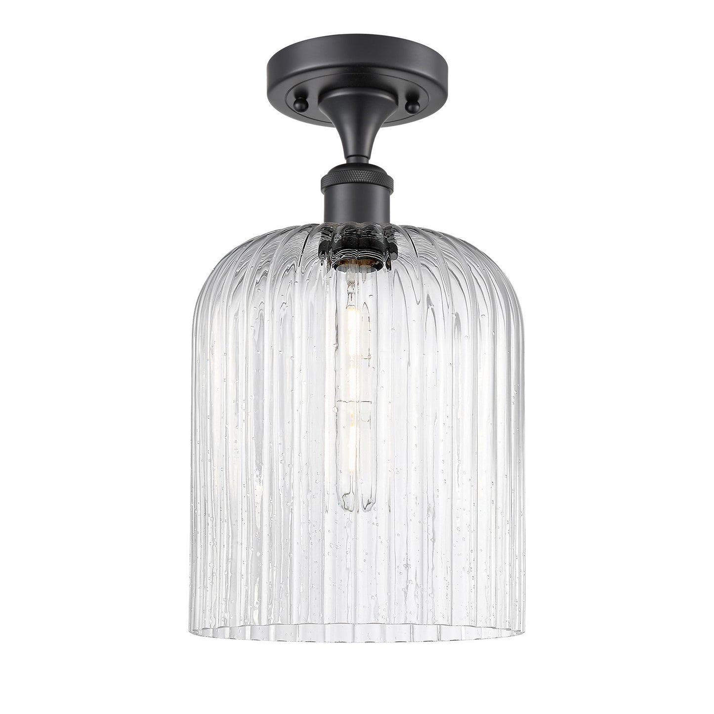 Innovations Bridal Veil 5in 1-Light Semi-Flush | Art Nouveau Matte Black and Seedy Glass | Bedroom & Hallway | Model 516-1C-BK-G559-8SDY
