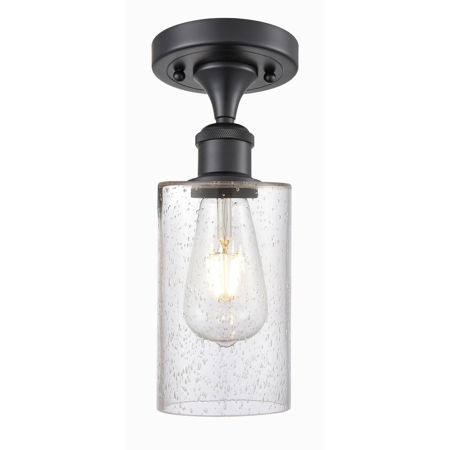 Innovations Clymer 4in 1-Light Semi-Flush | Modern Matte Black and Seedy Glass | Kitchen & Hallway | 3.88 x 10.12 x 3.88 in | Model 516-1C-BK-G804