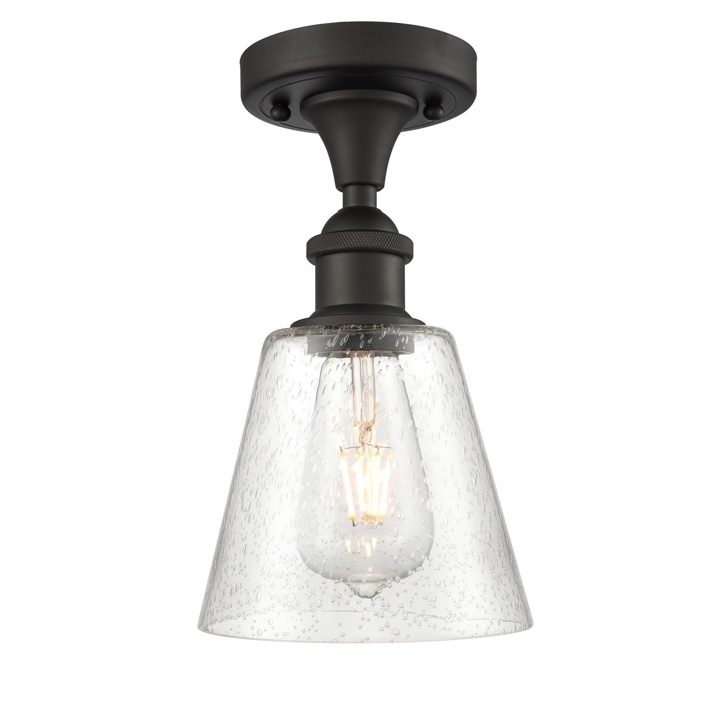 Innovations Caton 6in 1-Light Semi-Flush | Industrial Oil Rubbed Bronze and Frosted Glass | Hallway & Entryway | 6 x 6 x 9 in | Model 516-1C-OB-G454