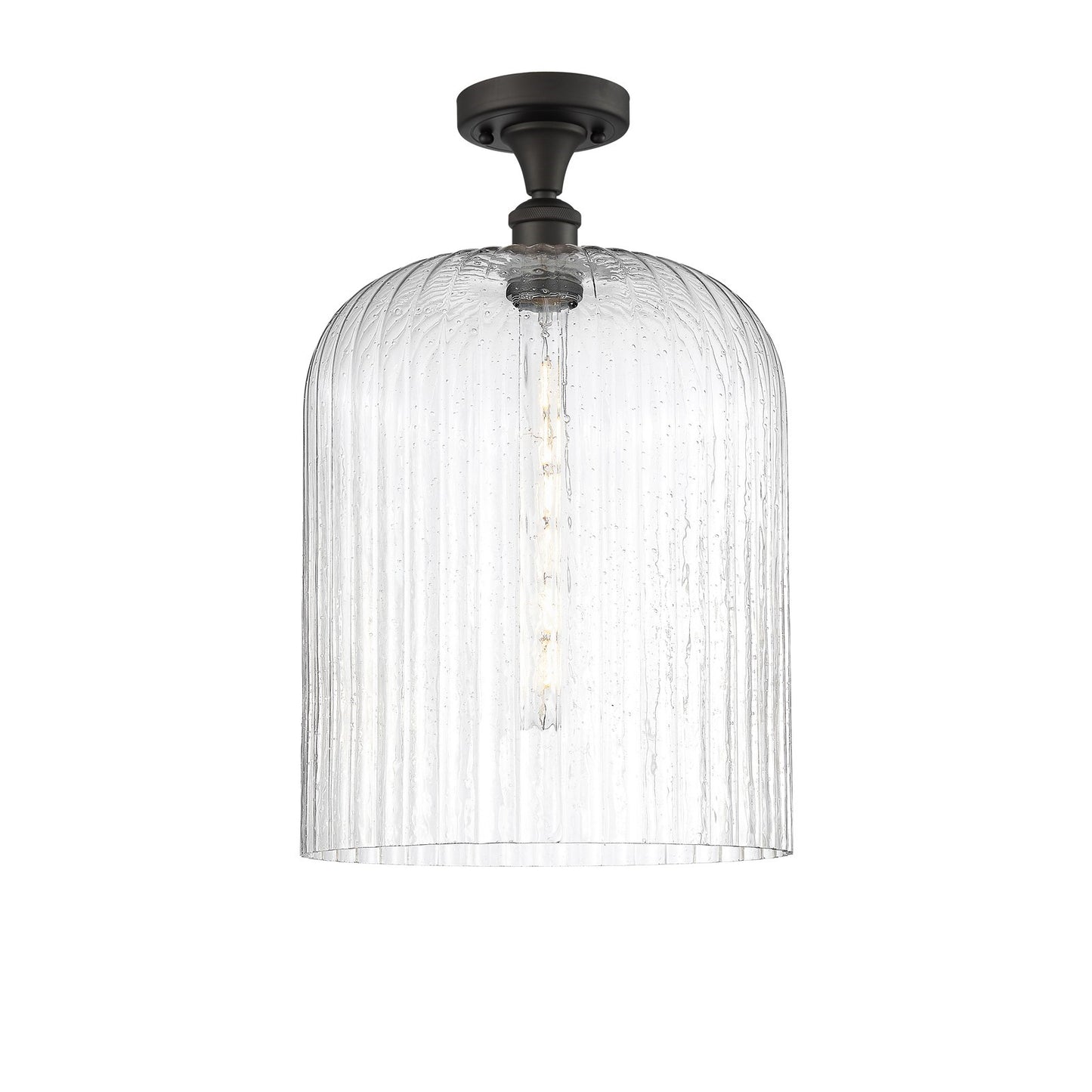 Innovations Bridal Veil 5in 1-Light Semi-Flush | Art Nouveau Oil Rubbed Bronze and Seedy Glass | Entryway & Hallway | Model 516-1C-OB-G559-12SDY