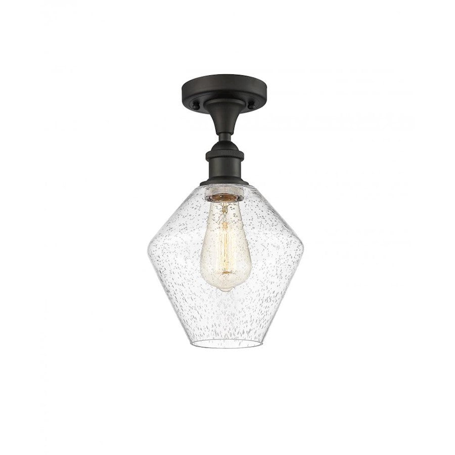 Innovations Ballston Cindyrella 8in 1-Light Semi-Flush Mount | Nautical Art Nouveau Oil Rubbed Bronze and Seedy Glass | Entryway | Model 516-1C-OB-G654-8