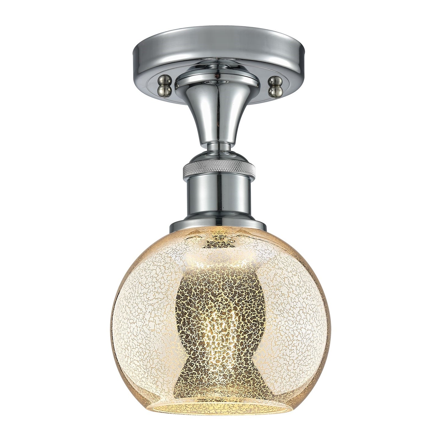 Innovations Athens 6in 1-Light Semi-Flush Mount | Industrial Polished Chrome and Mercury Glass | Hallway & Bedroom | Model 516-1C-PC-G128-6