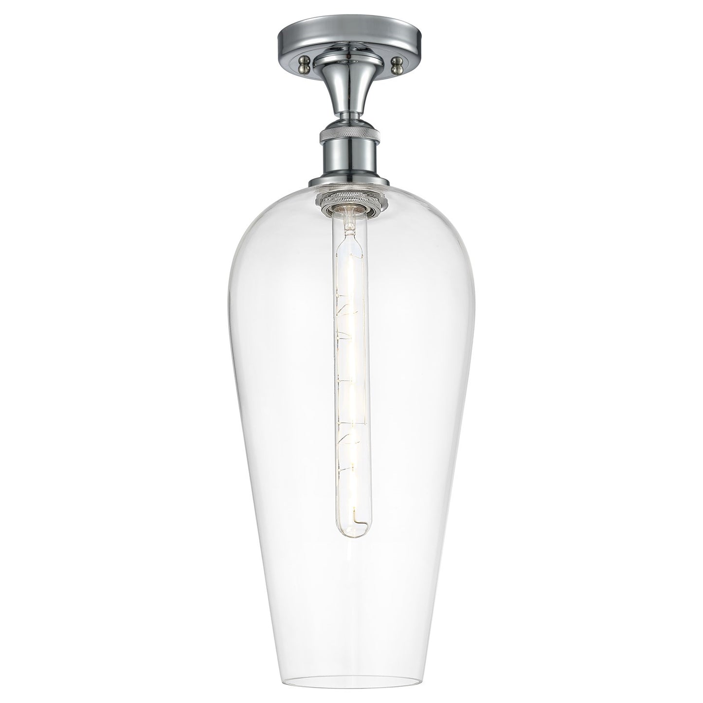 Innovations Chelsea 8in 1-Light Semi-Flush Mount | Industrial Polished Chrome and Clear Glass | Hallway & Bedroom | Model 516-1C-PC-G456-8CL