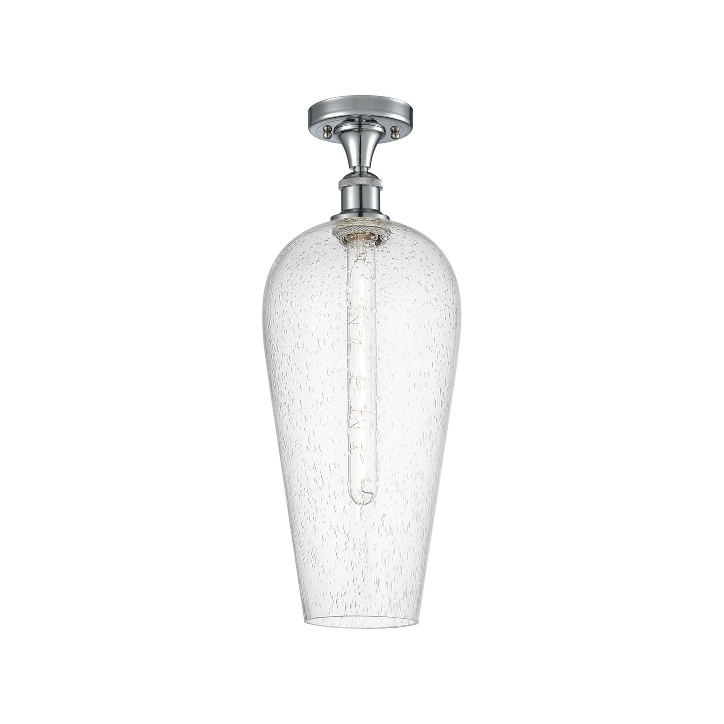 Innovations Chelsea 8in 1-Light Semi-Flush Mount | Industrial Polished Chrome and Seedy Glass | Hallway & Entryway | Model 516-1C-PC-G456-8SDY
