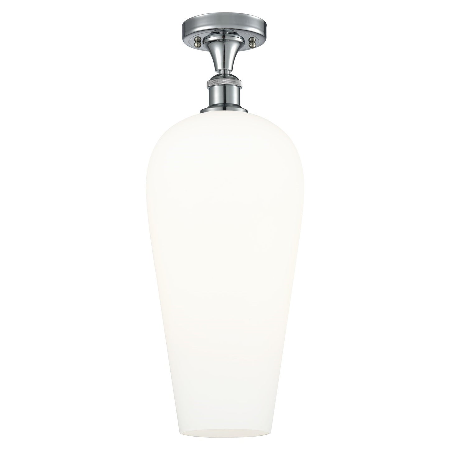 Innovations Chelsea 8in 1-Light Semi-Flush Mount | Industrial Polished Chrome and White Glass | Hallway & Entryway | Model 516-1C-PC-G456-8WH