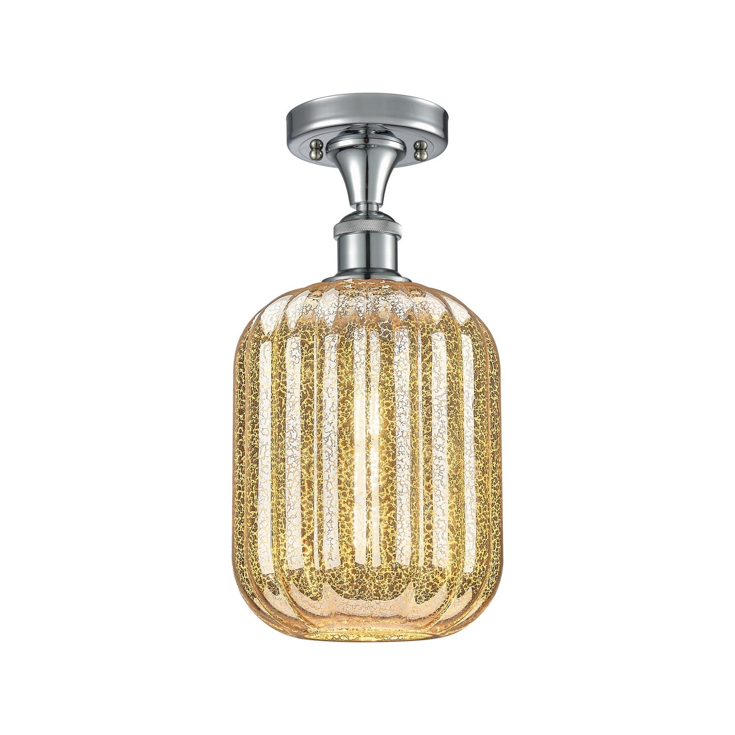 Innovations Preston Cylinder 7in 1-Light Semi-Flush | Industrial Polished Chrome and Mercury Glass | Kitchen & Hallway | Model 516-1C-PC-G460-7ME