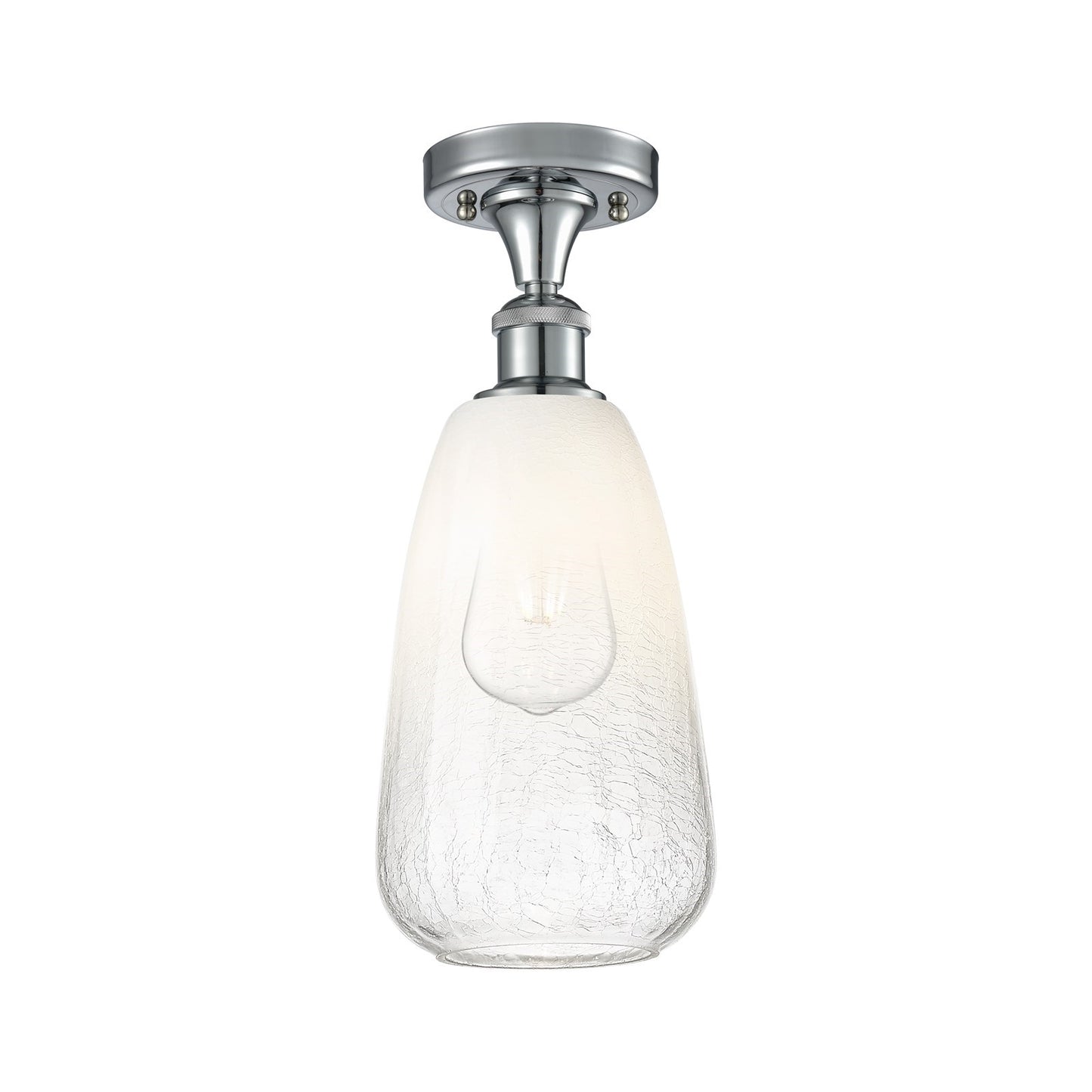 Innovations Brookhaven Almond 6in 1-Light Semi-Flush | Industrial Polished Chrome and Opal Glass | Kitchen & Hallway | Model 516-1C-PC-G480-6OP