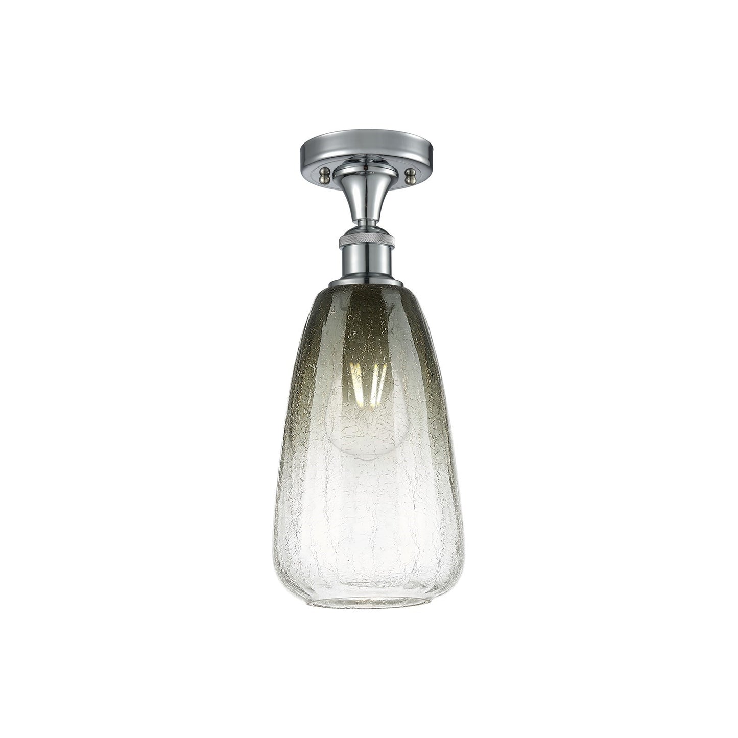 Innovations Brookhaven Almond 6in 1-Light Semi-Flush | Industrial Polished Chrome and Slate Glass | Kitchen & Hallway | Model 516-1C-PC-G480-6SL
