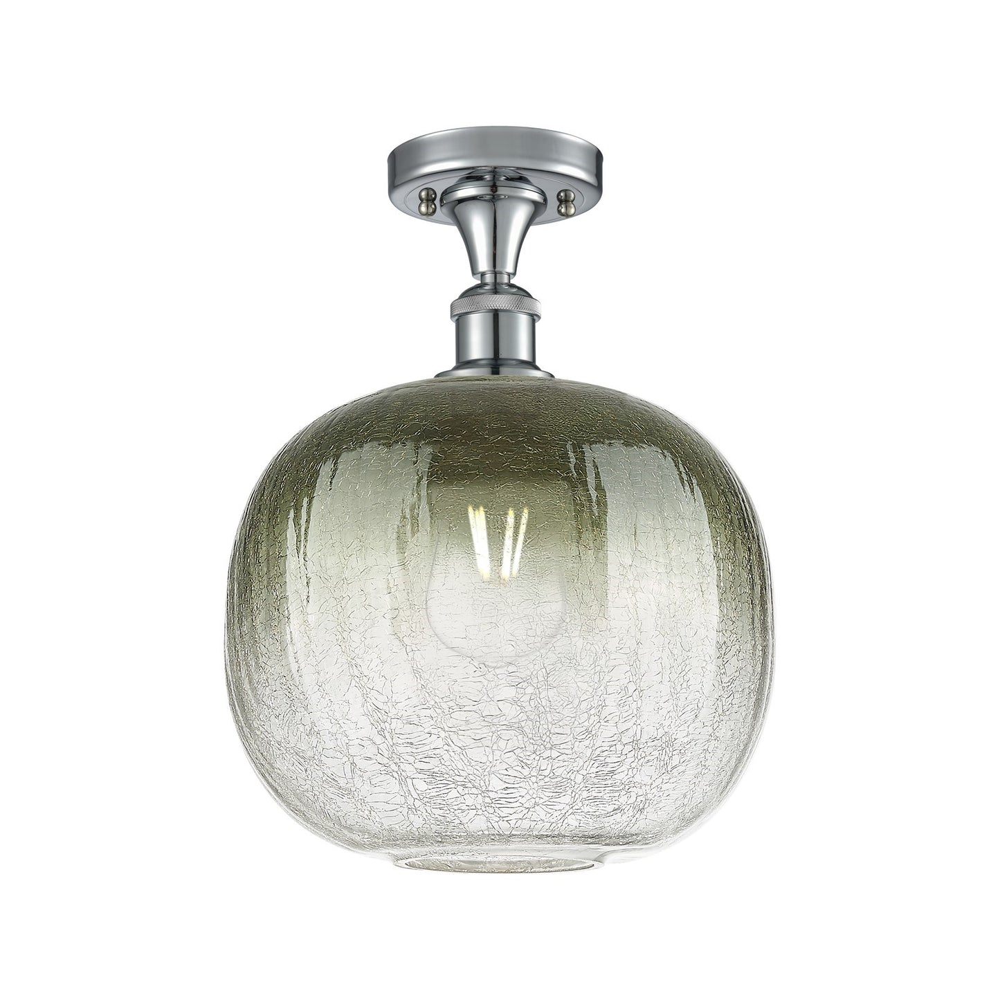 Innovations Brookhaven Sphere 10.5in 1-Light Semi-Flush | Industrial Polished Chrome and Slate Glass | Kitchen & Hallway | Model 516-1C-PC-G481-10SL